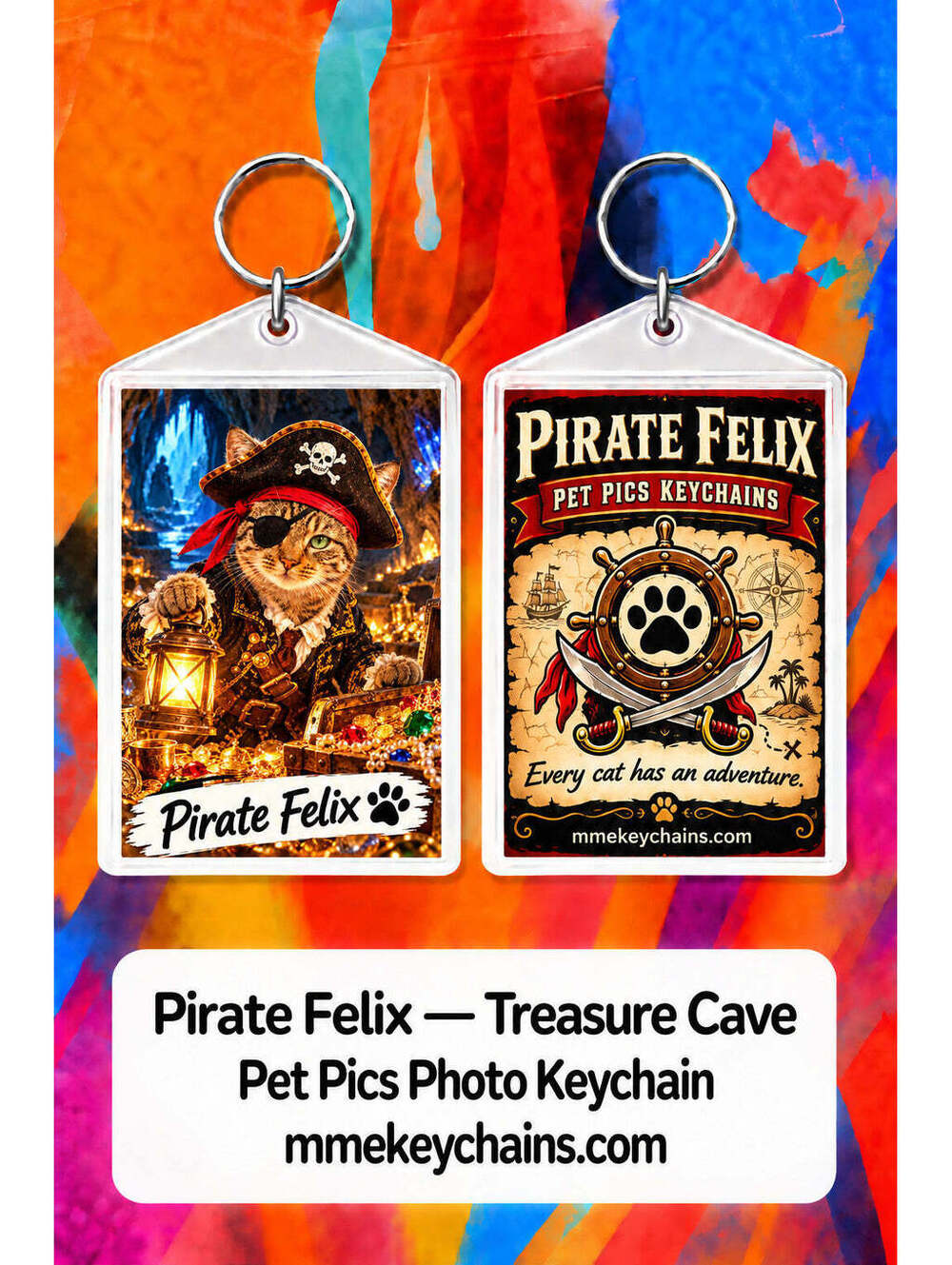 4897 Personalized Pet Pics Keychains Pirate Felix – Treasure Cave